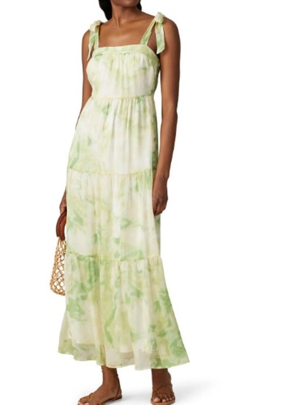 Line & Dot Lime Green Palm Sleeveless Maxi Dress Size XS